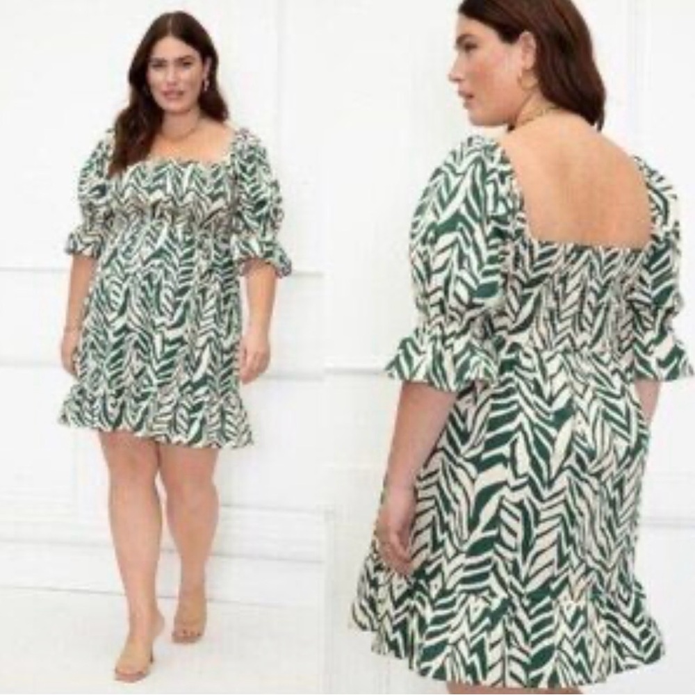 Eloquii Leaf Print Mini Dress